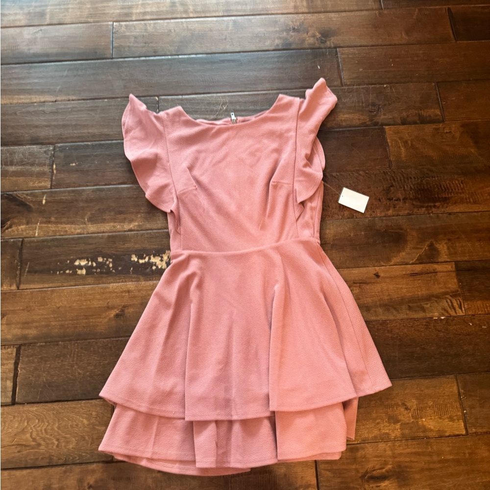 Pink Ruffled Woman Dress